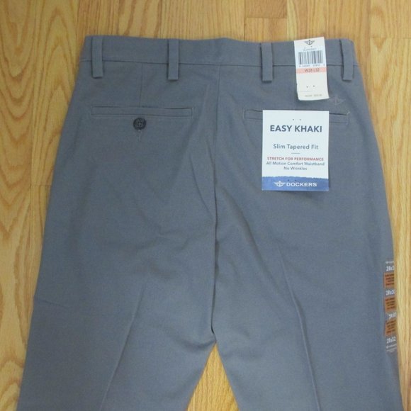 DOCKERS MEN'S SIZE 28 X 30 PANTS EASY KHAKI GRAY SLIM FIT ALL MOTION COMFORT NWT - Picture 7 of 14
